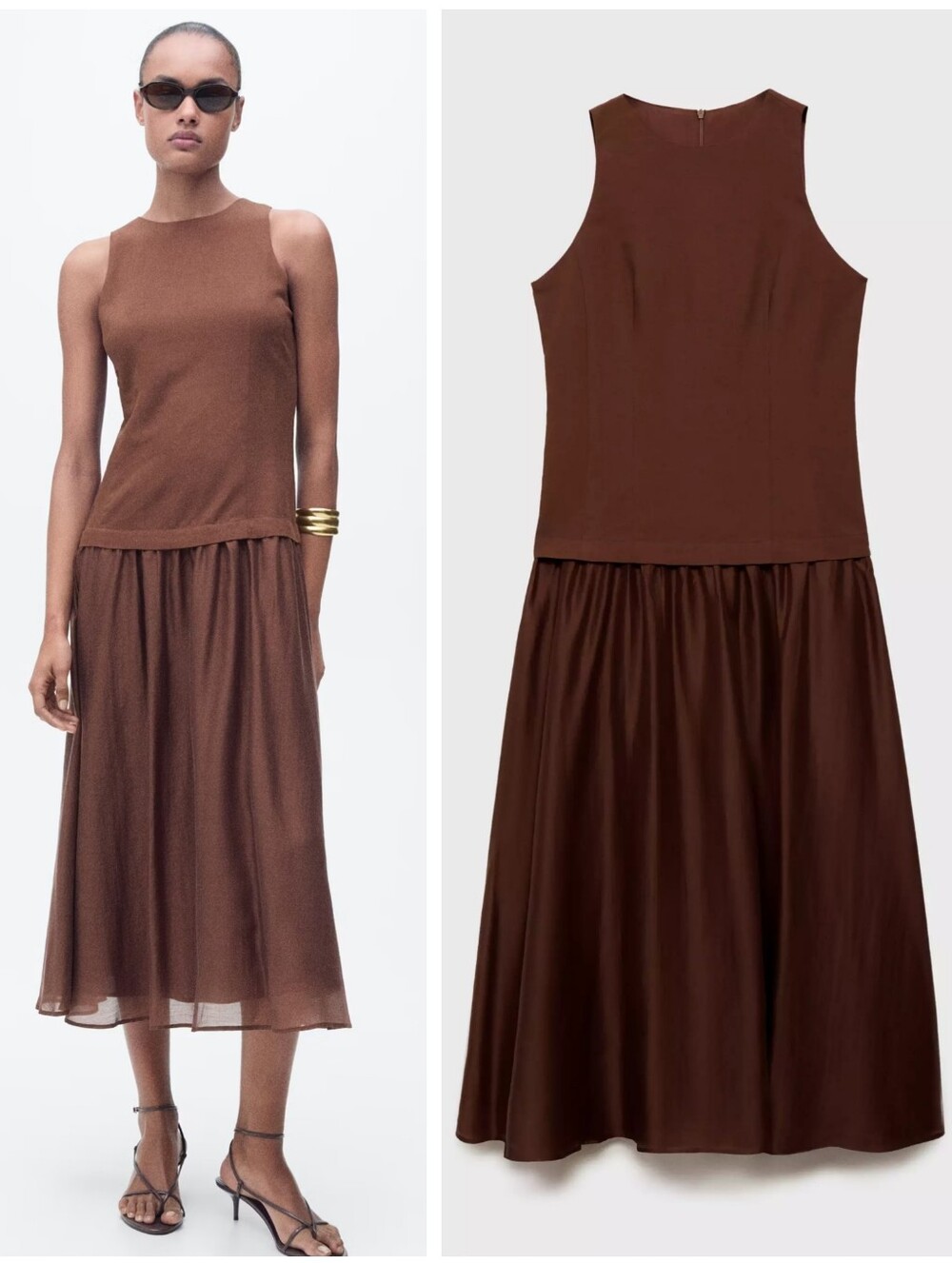 MANGO Combined Midi Dress